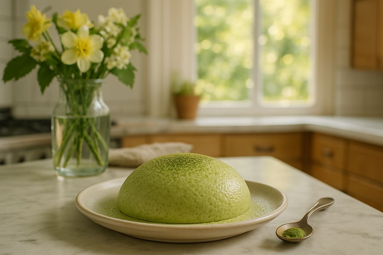 Matcha dessert on a plate