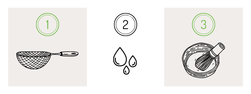 One, two, three step for preparing matcha