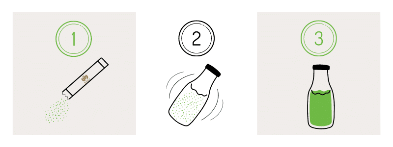 One, two, three matcha stick preparation