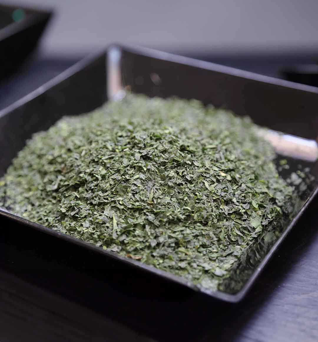 Dried matcha leaves