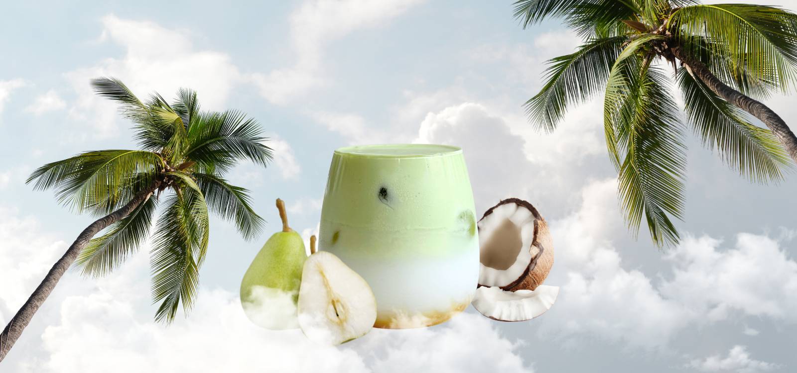 Matcha Cloud mit Birne & Kokos