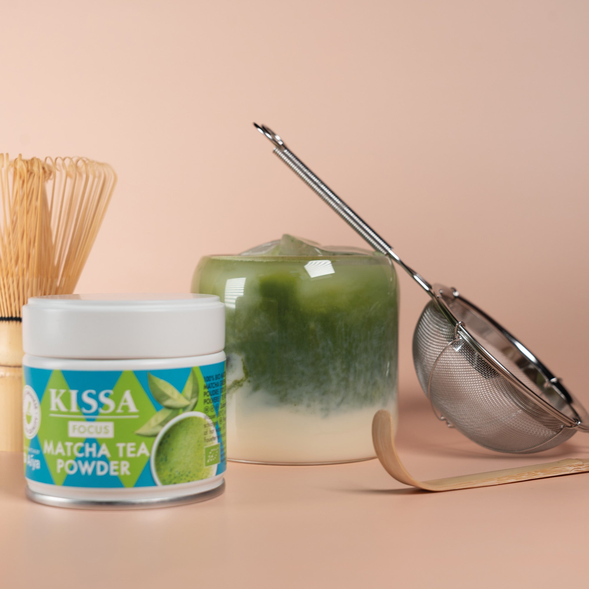 Two KISSA Matcha Focus Tins stacked