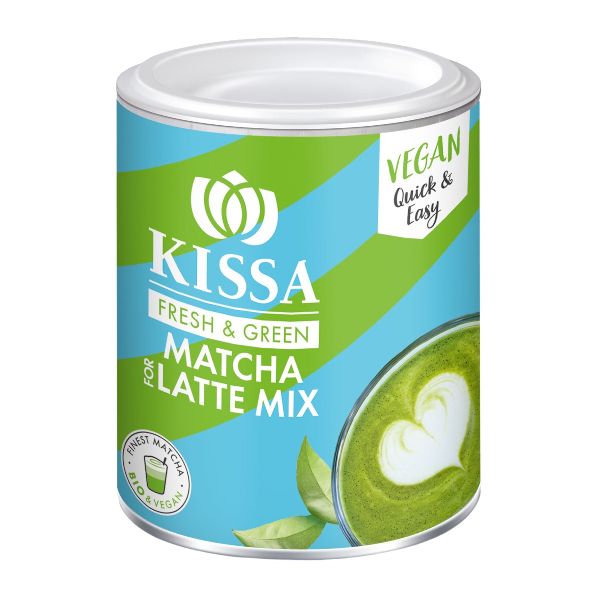 KISSA Matcha Latte in blauer Verpackung