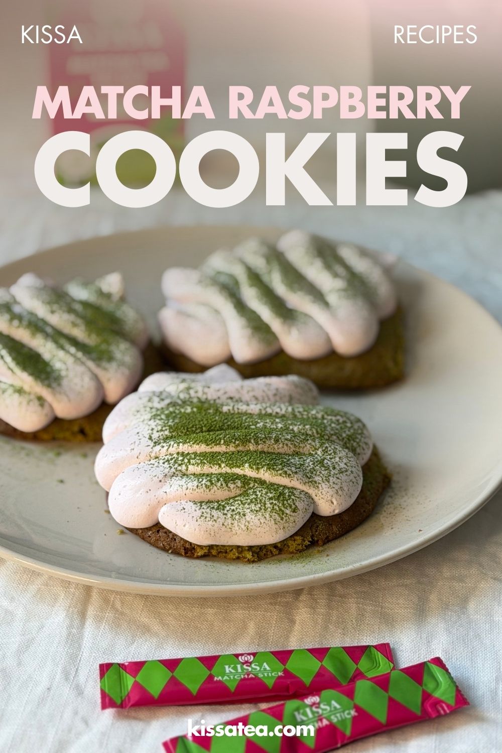 Matcha Raspberry Cookies