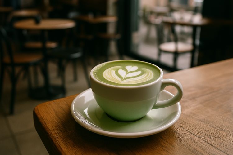 Matcha latte on a table